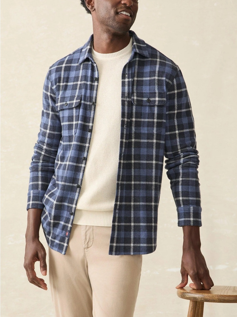 Faherty Legend Sweater Shirt Blue Winds Plaid Button Down Mens M